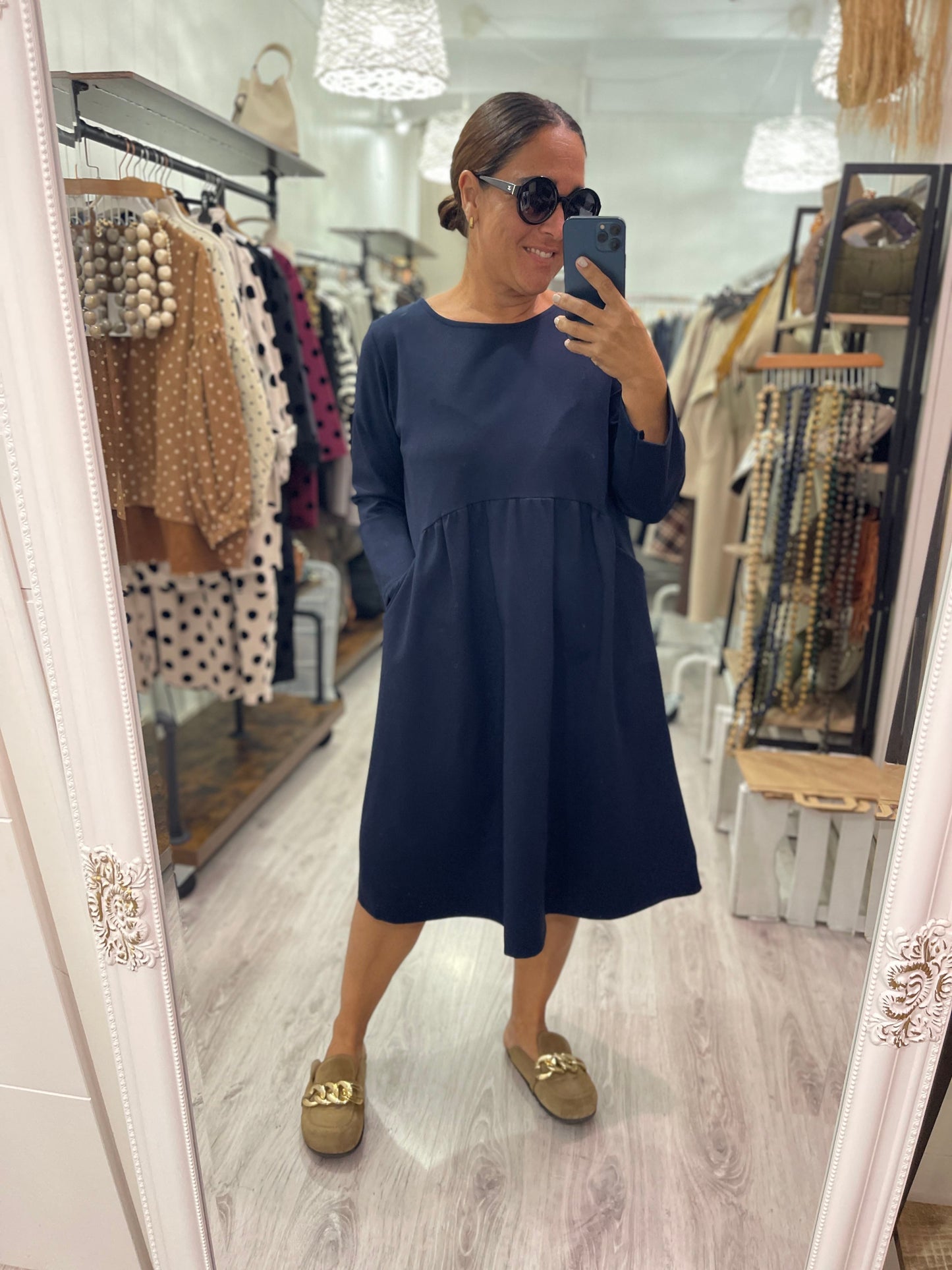 Vestido Wendy punto roma marino