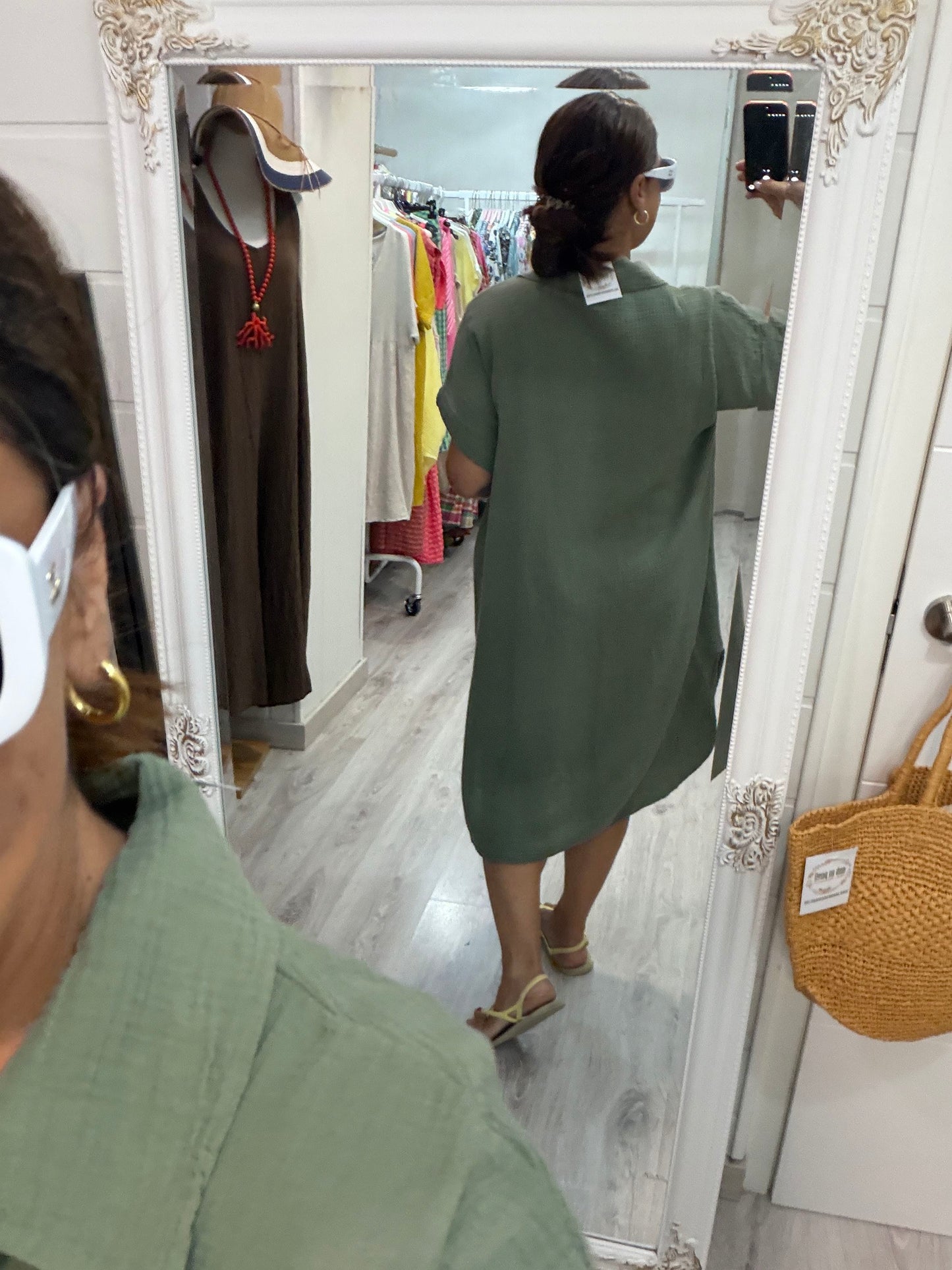 Vestido Tropical fluor bambula kaki