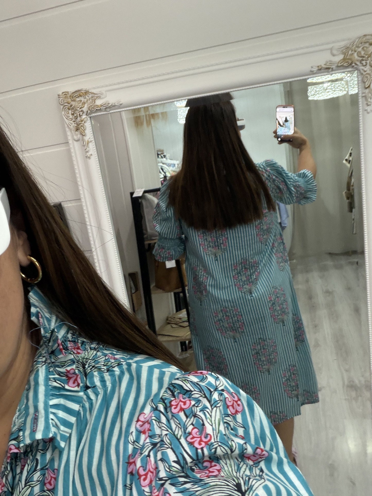 Vestido Sira largo · MIilrayas turquesa glicina