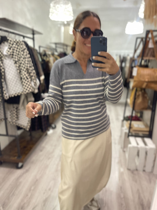 Jersei Navy suave gris