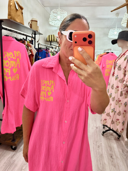 Vestido More Amor bambula fucsia