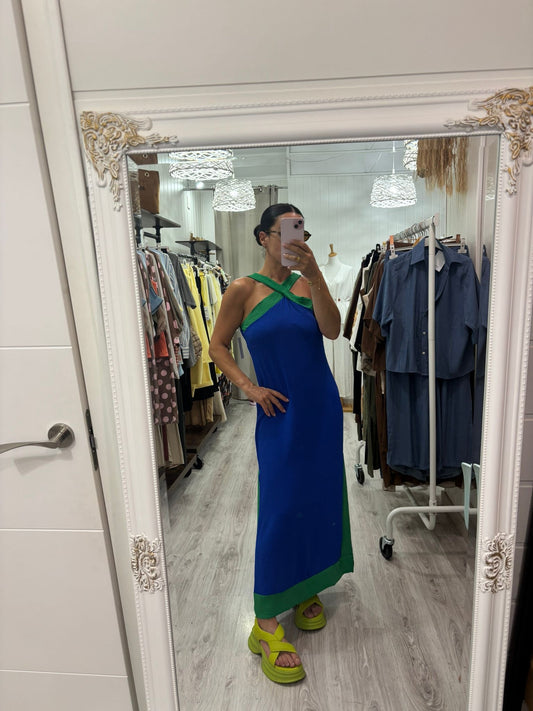 Vestido Martha azul y verde