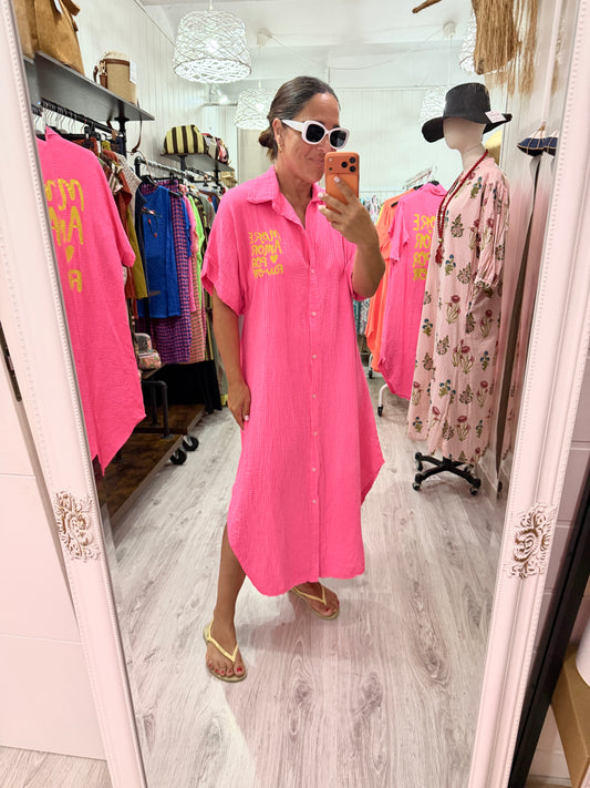 Vestido More Amor bambula fucsia