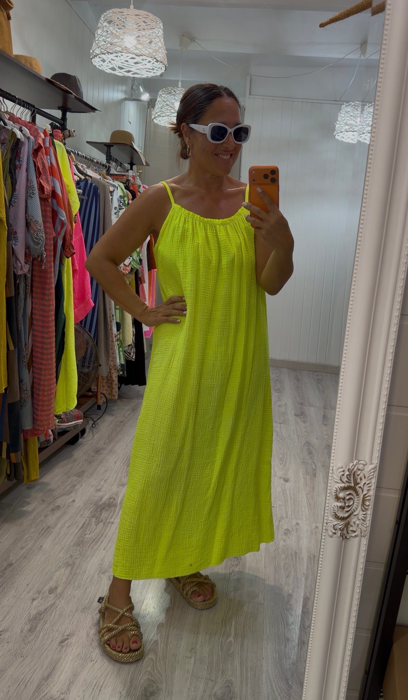 Vestido Cartagena bambula fluor amarillo