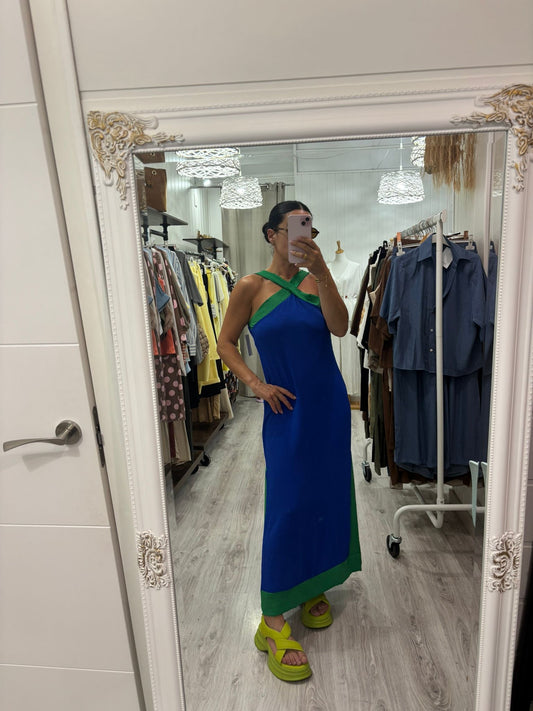 Vestido Martha azul y verde
