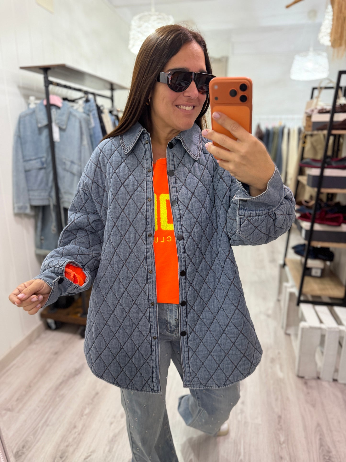 Chaqueta acolchada jeans oversize