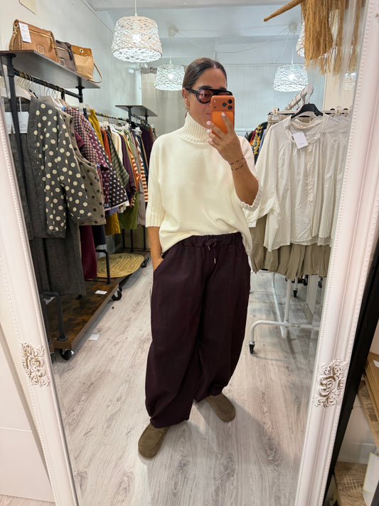 Pantalón Ane algodón berenjena