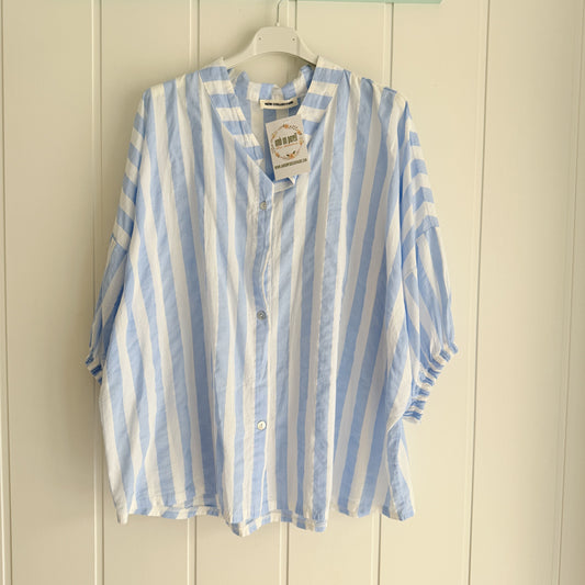 Blusa Marisa rayas cielo y blanco