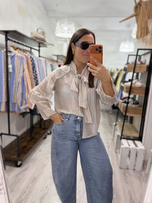 Blusa Rocío rayas beige