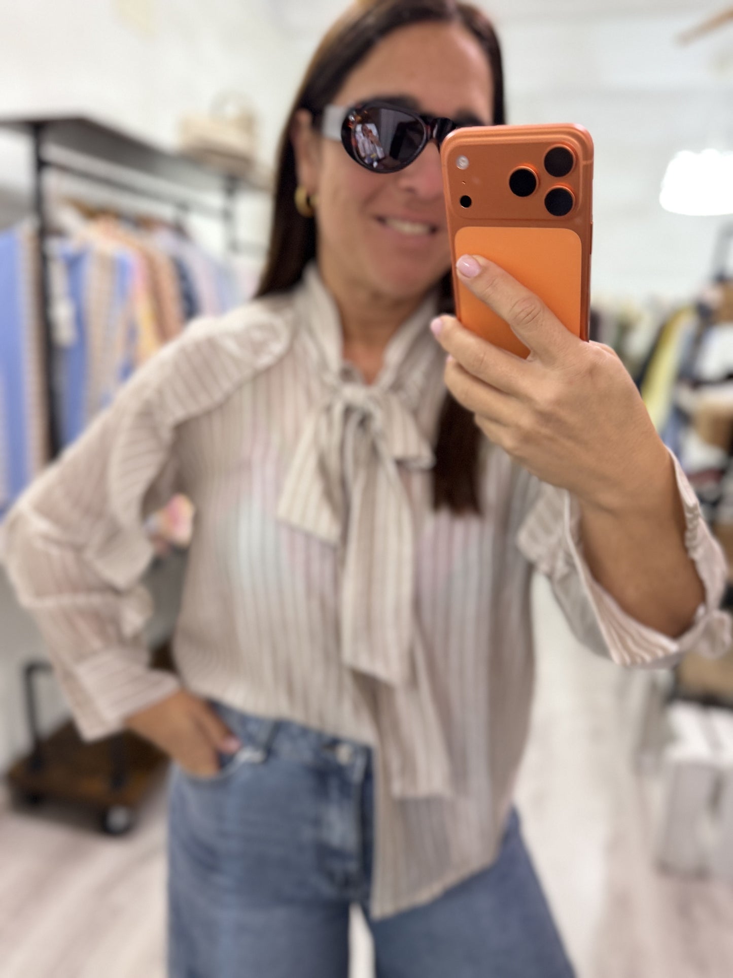 Blusa Rocío rayas beige