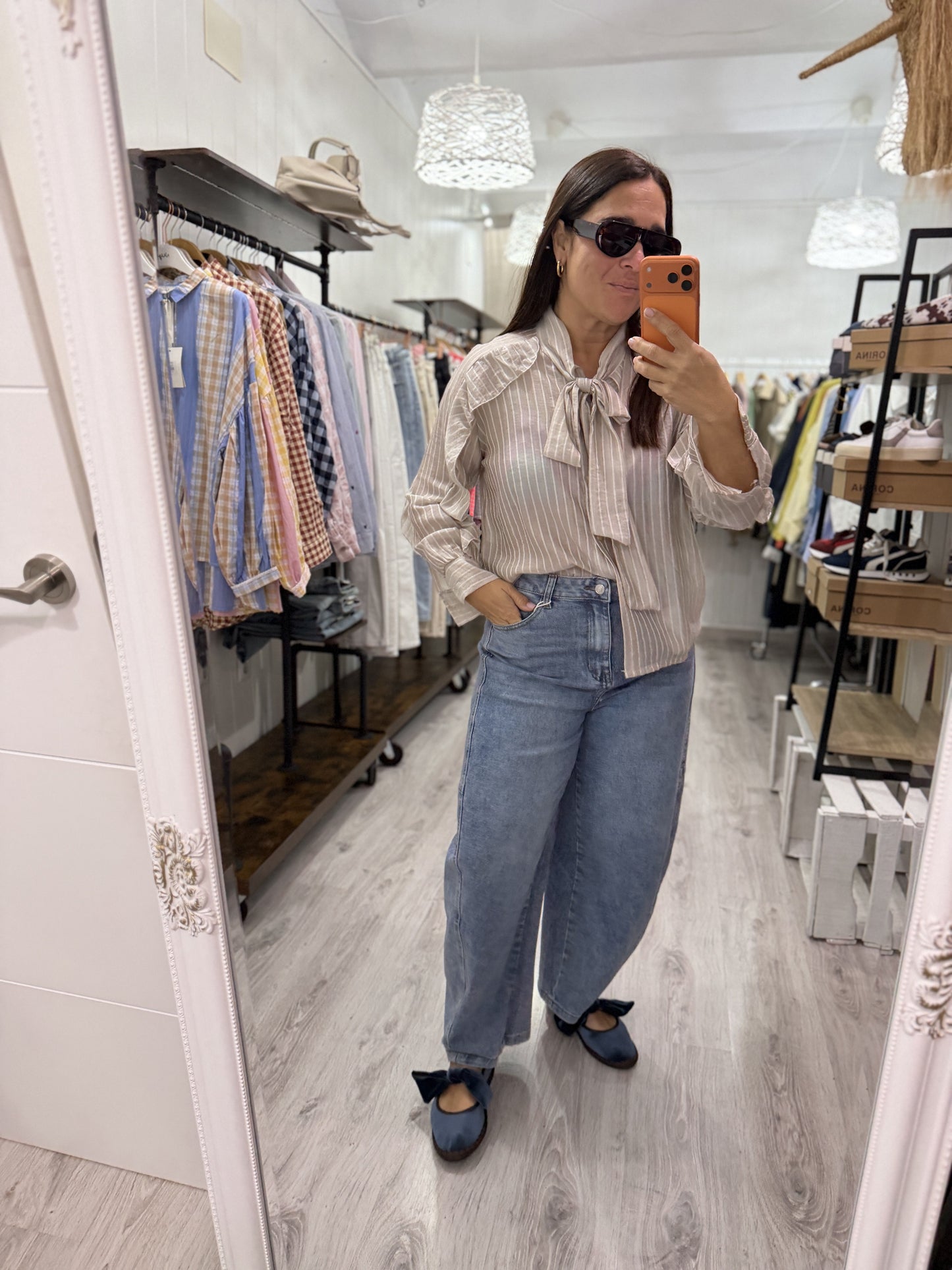 Blusa Rocío rayas beige