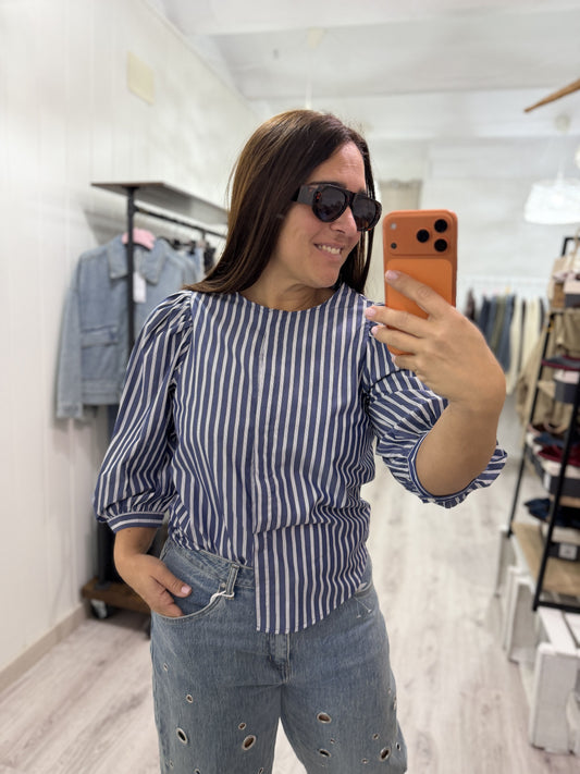Blusa Lolita rayas azul marino