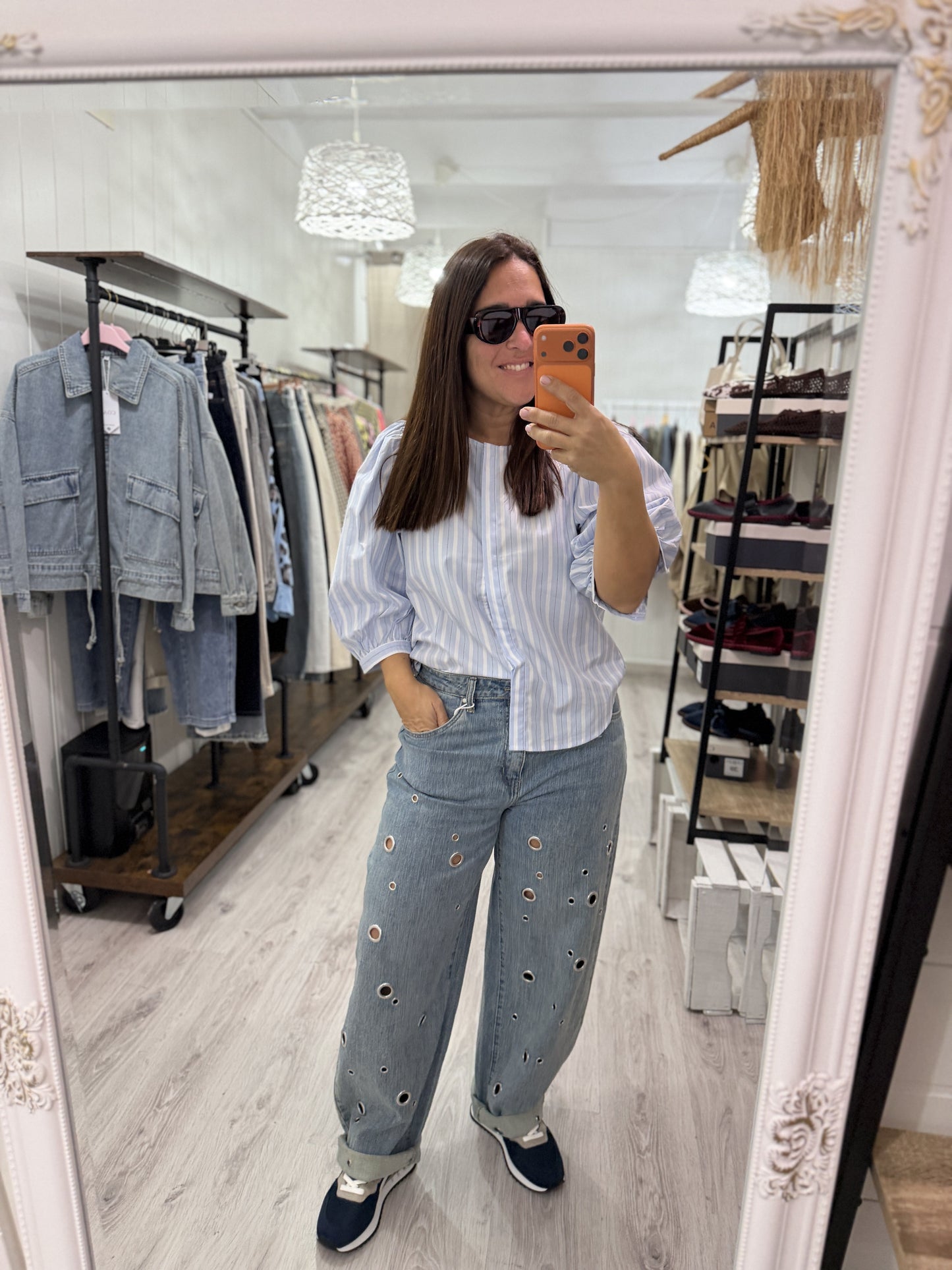 Blusa Lolita rayas azul cielo