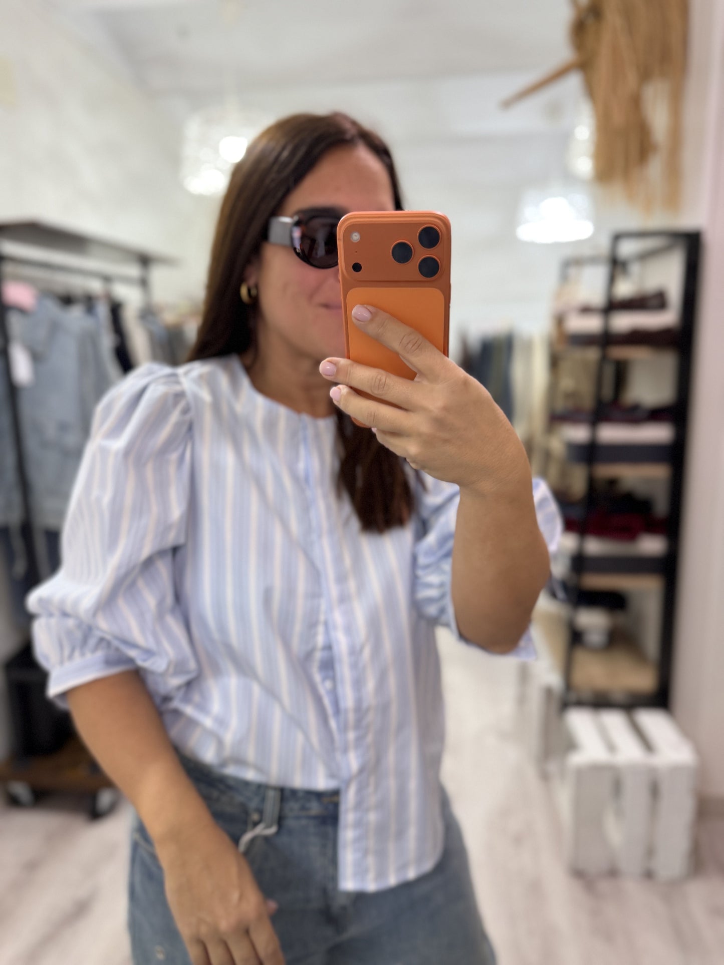 Blusa Lolita rayas azul cielo