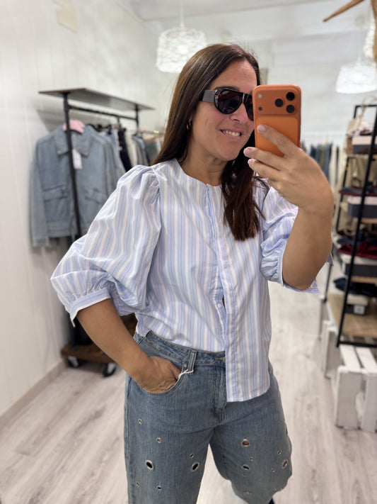 Blusa Lolita rayas azul cielo