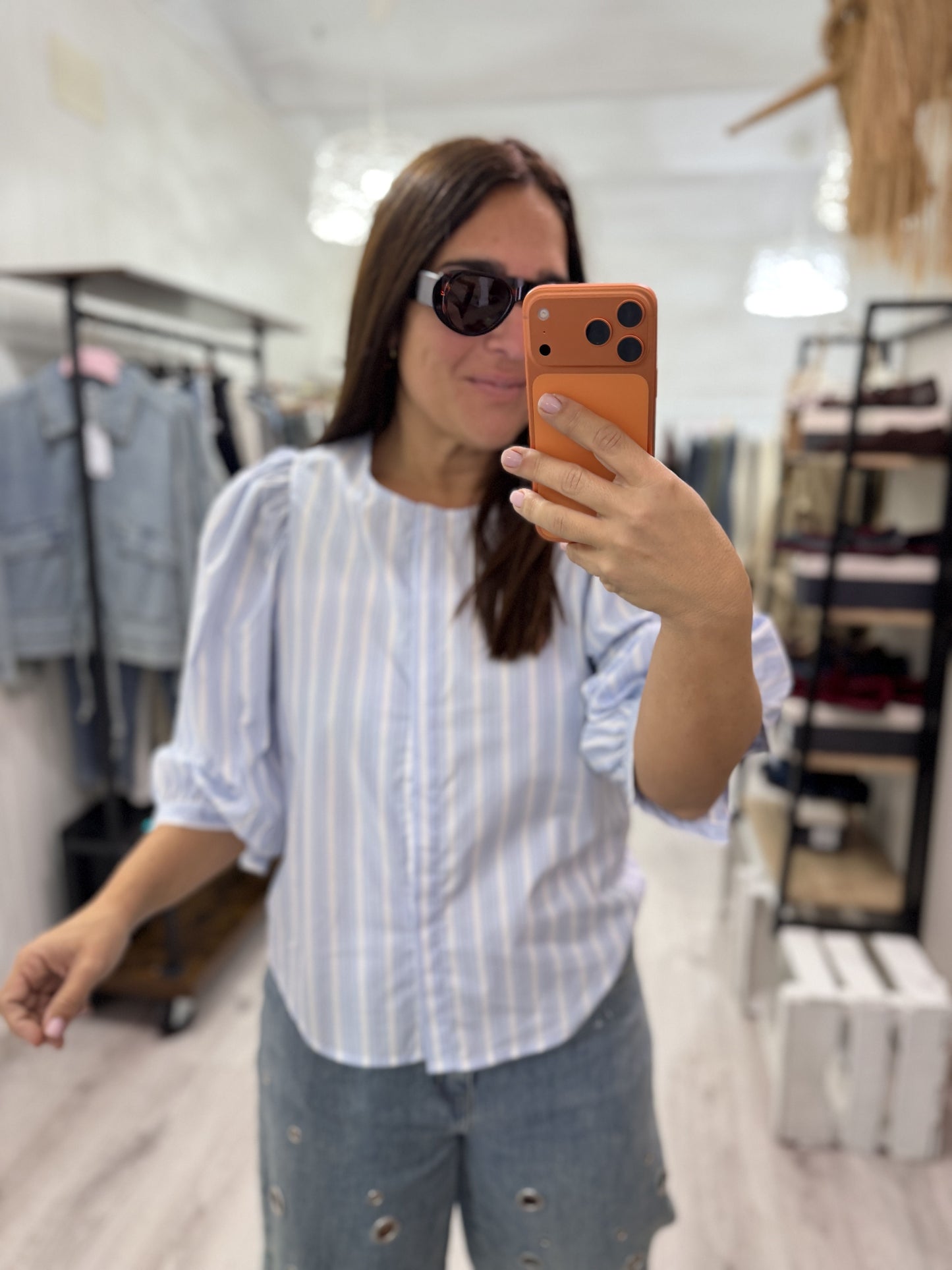 Blusa Lolita rayas azul cielo
