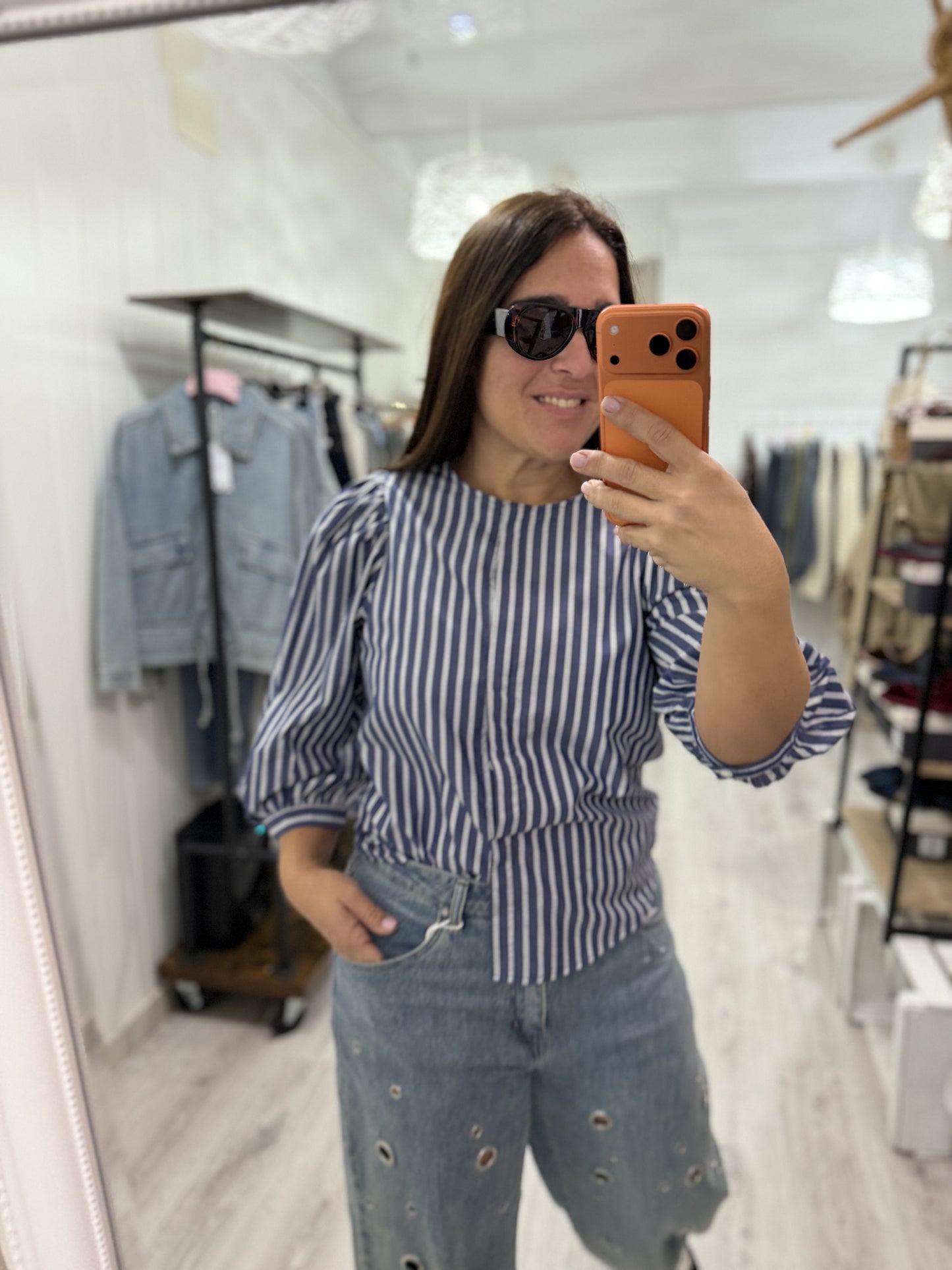 Blusa Lolita rayas azul marino