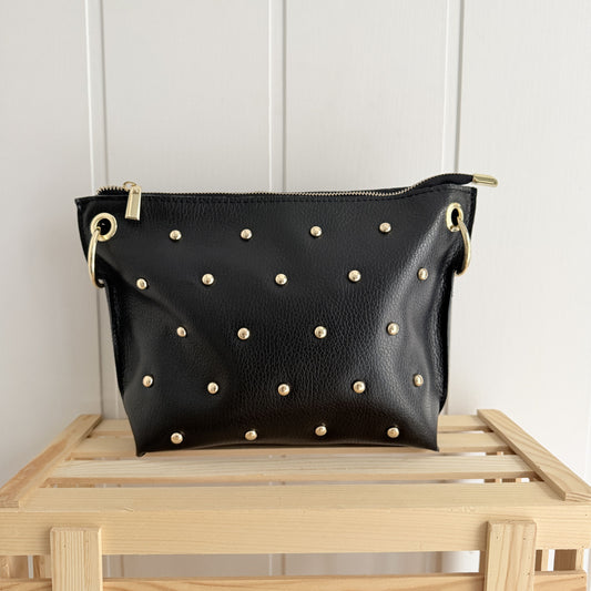 Bolso Piel Bandolera Tachitas negro