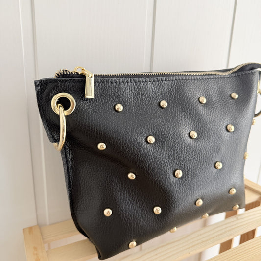 Bolso Piel Bandolera Tachitas negro