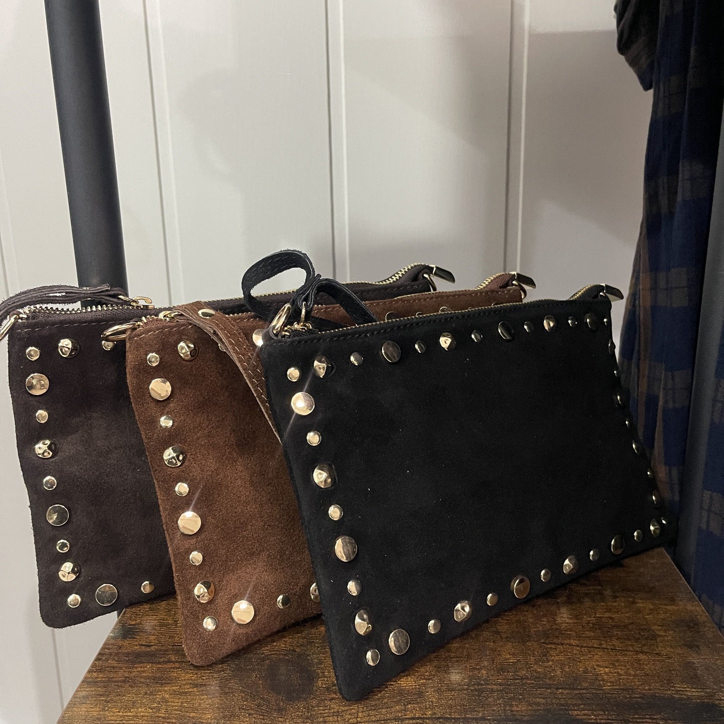 Bolso de mano y bandolera Tachas piel negro