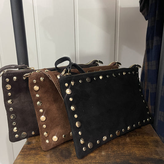 Bolso de mano y bandolera Tachas piel negro