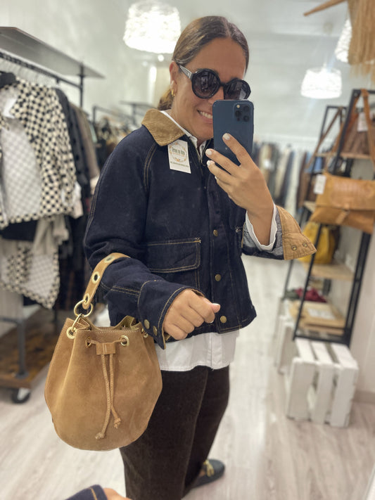 Bolso Bombonera piel camel