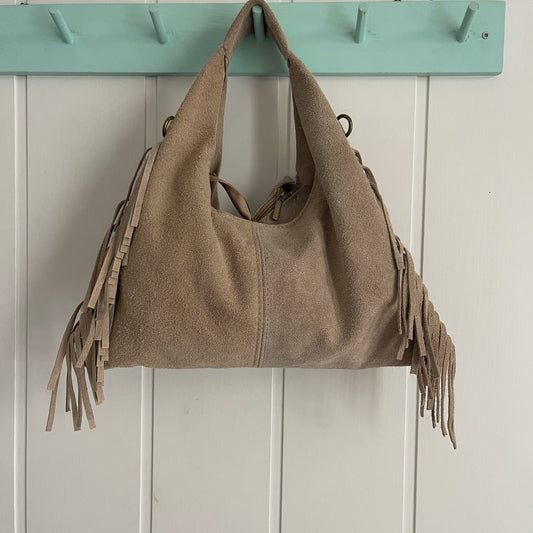 Bolso Coachella piel beige - con asa bandolera