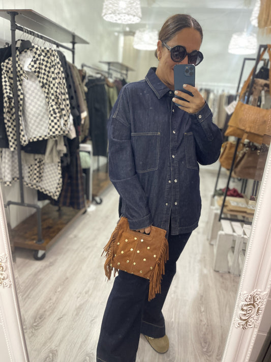 Bolso Dakota de piel de mano y bandolera camel
