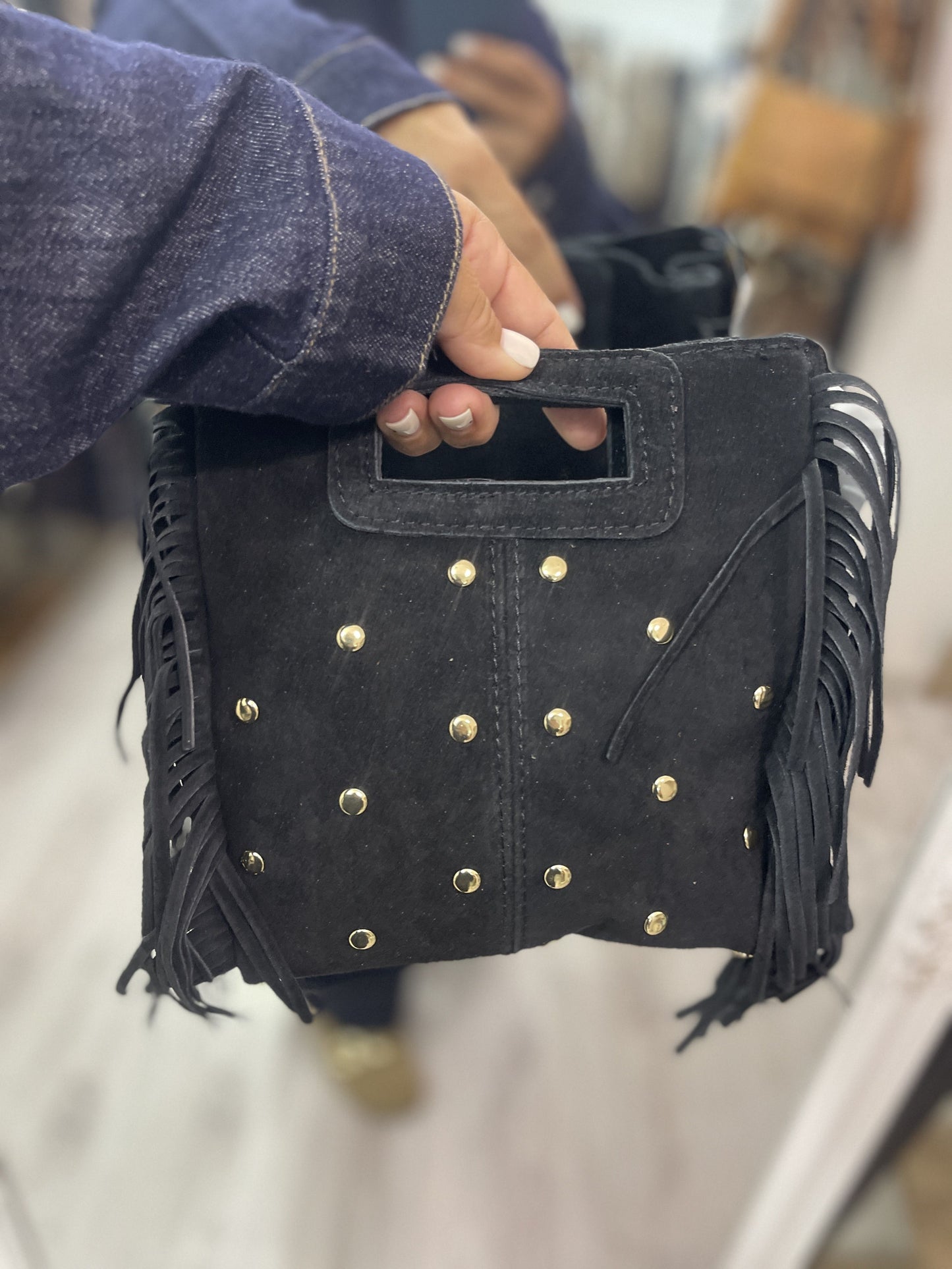 Bolso Dakota de piel de mano y bandolera negro