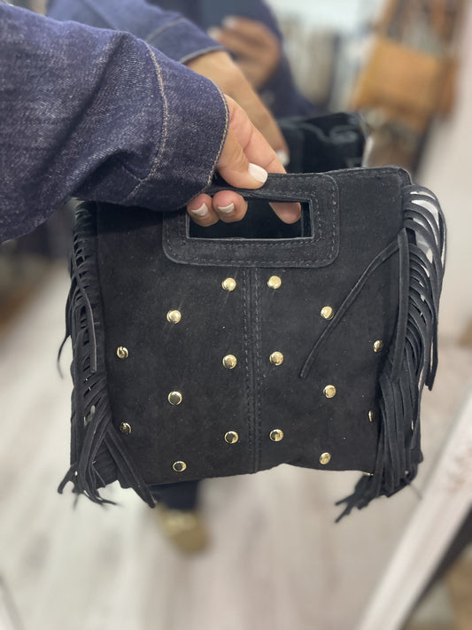 Bolso Dakota de piel de mano y bandolera negro