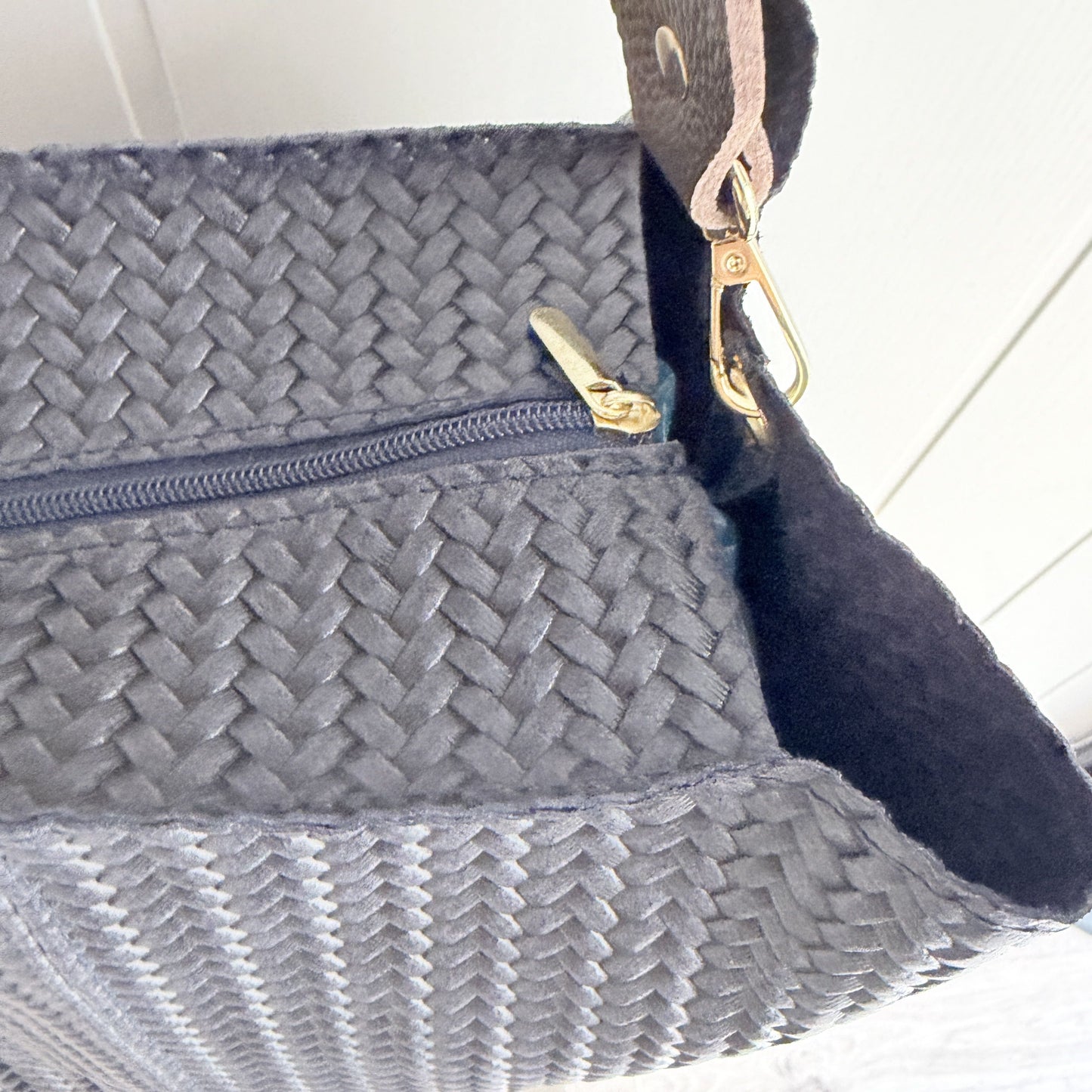 Bolso Piel Cube efecto trenzado marino