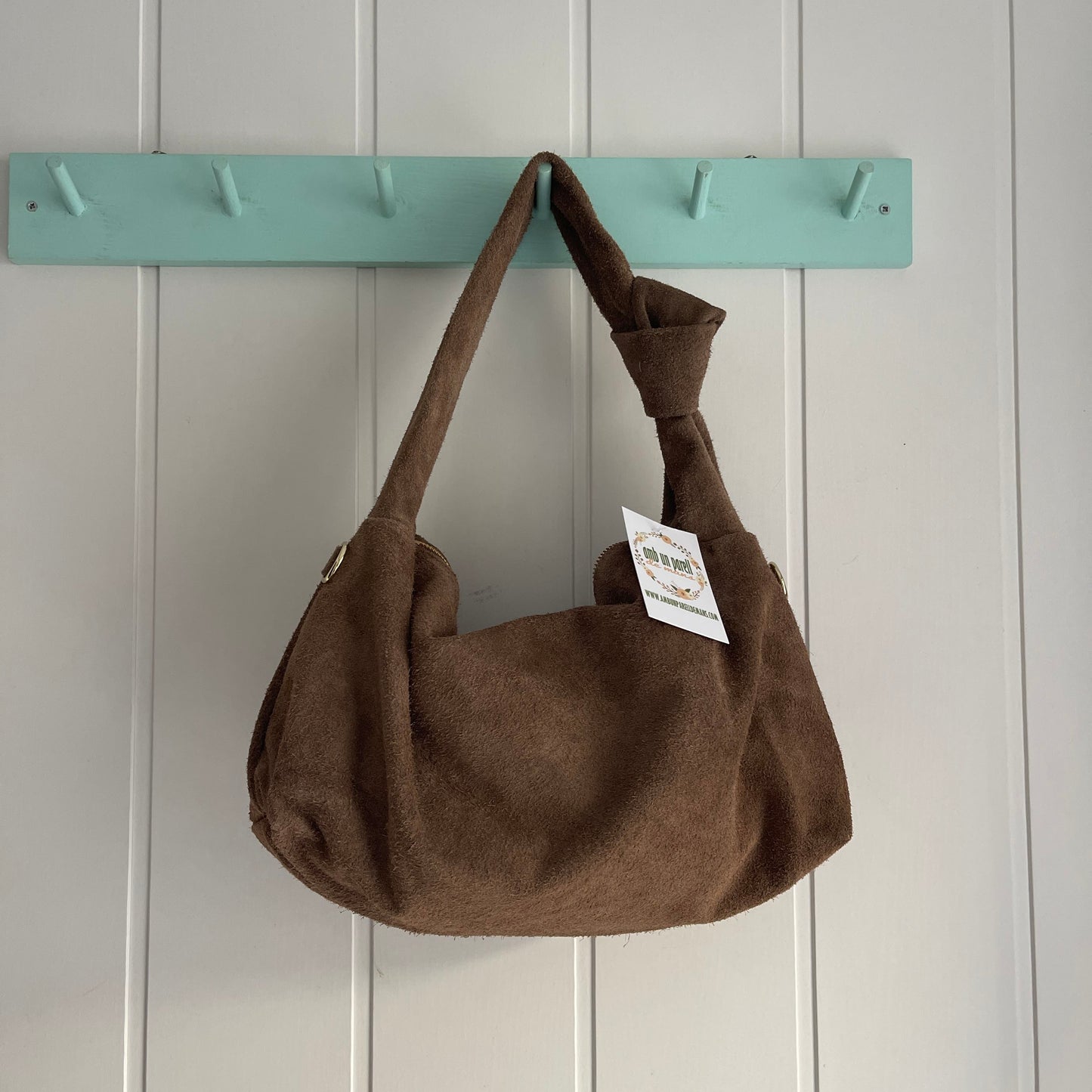 Bolso Knot piel taupe - con asa bandolera