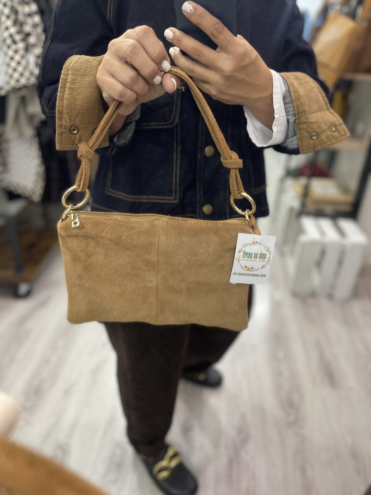 Bolso Anillas piel camel