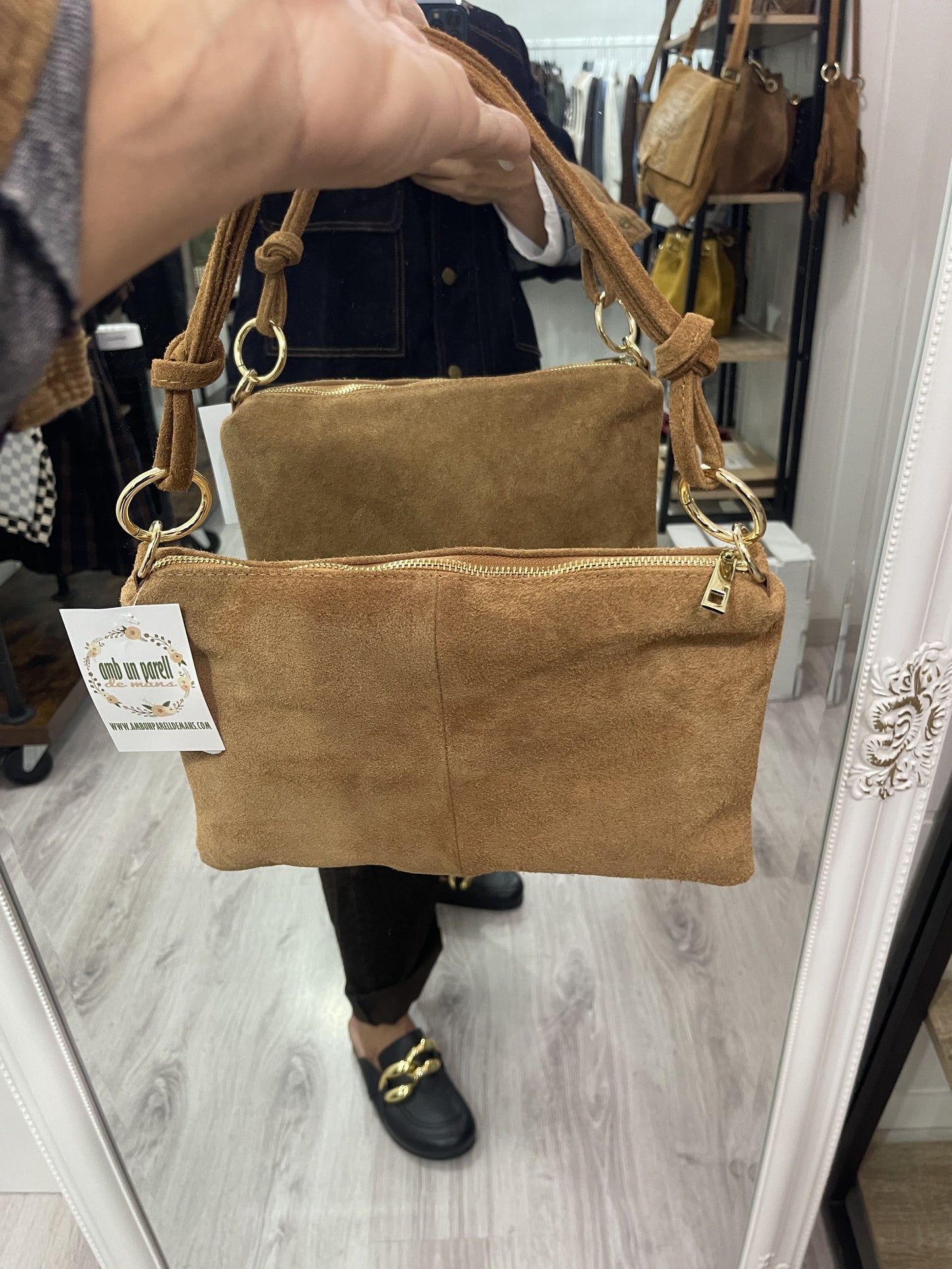 Bolso Anillas piel camel