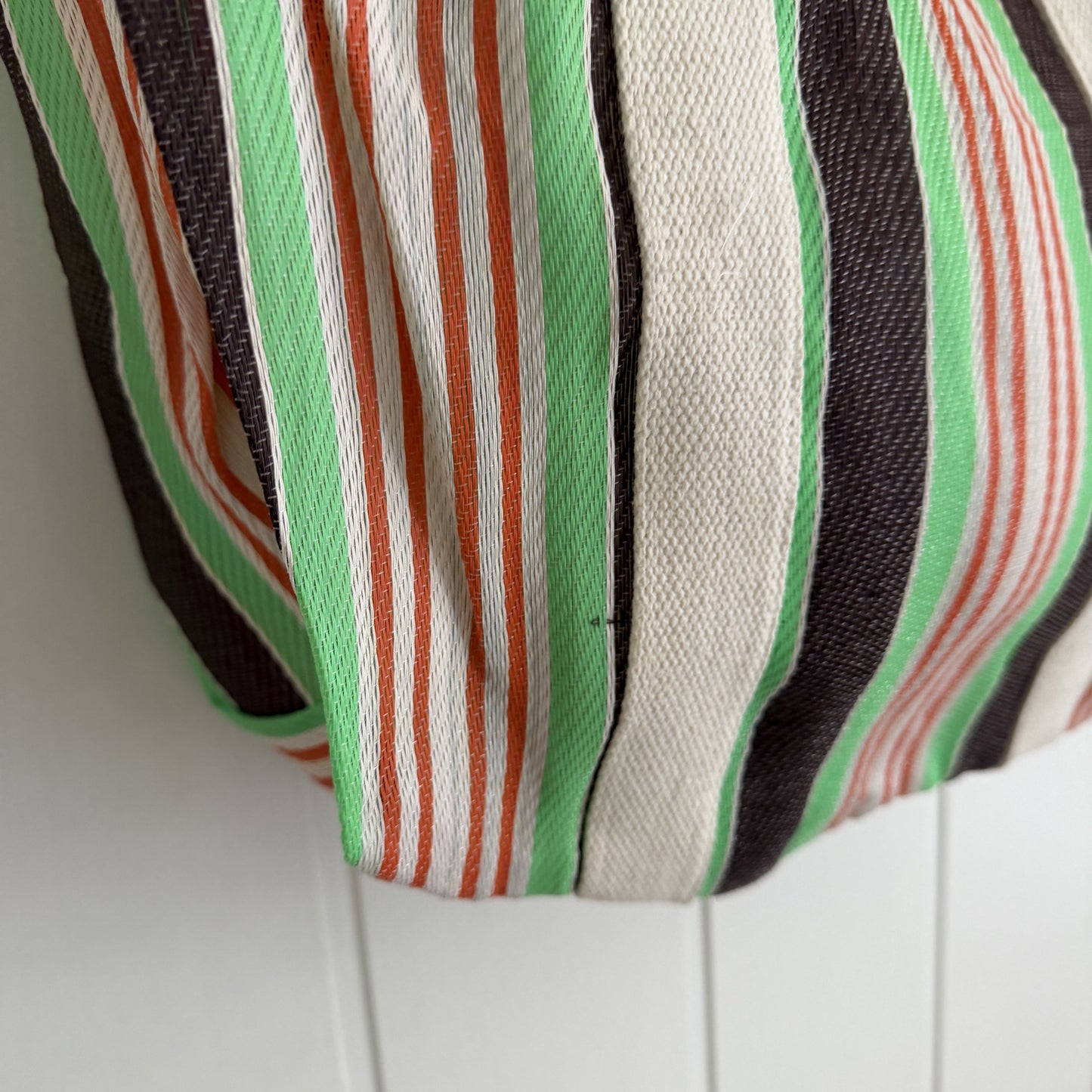 Bolso Rayas reciclado marrón verde y naranja