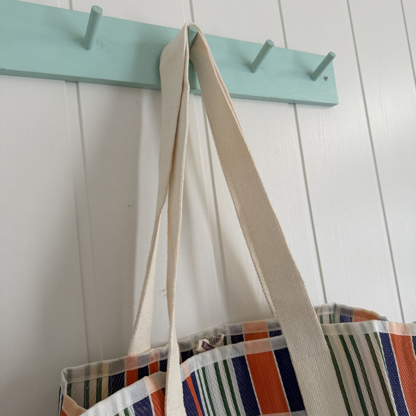 Bolso Rayas reciclado naranja azul y verde