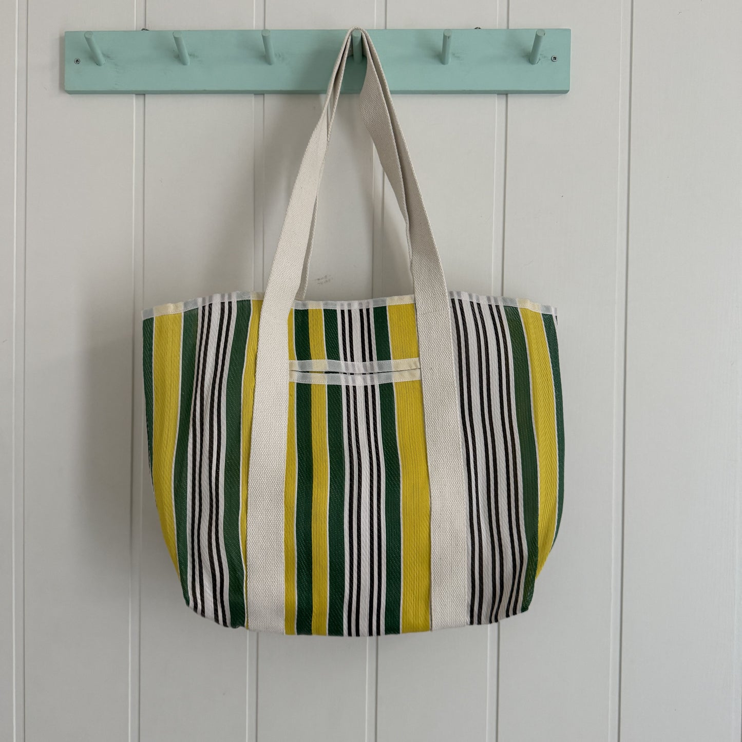 Bolso Rayas reciclado verde  y amarillo