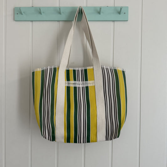 Bolso Rayas reciclado verde  y amarillo