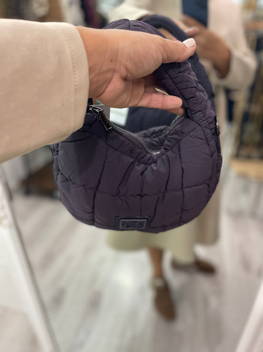 Bolso Mini Scrunch gris azulado - de mano y bandolera