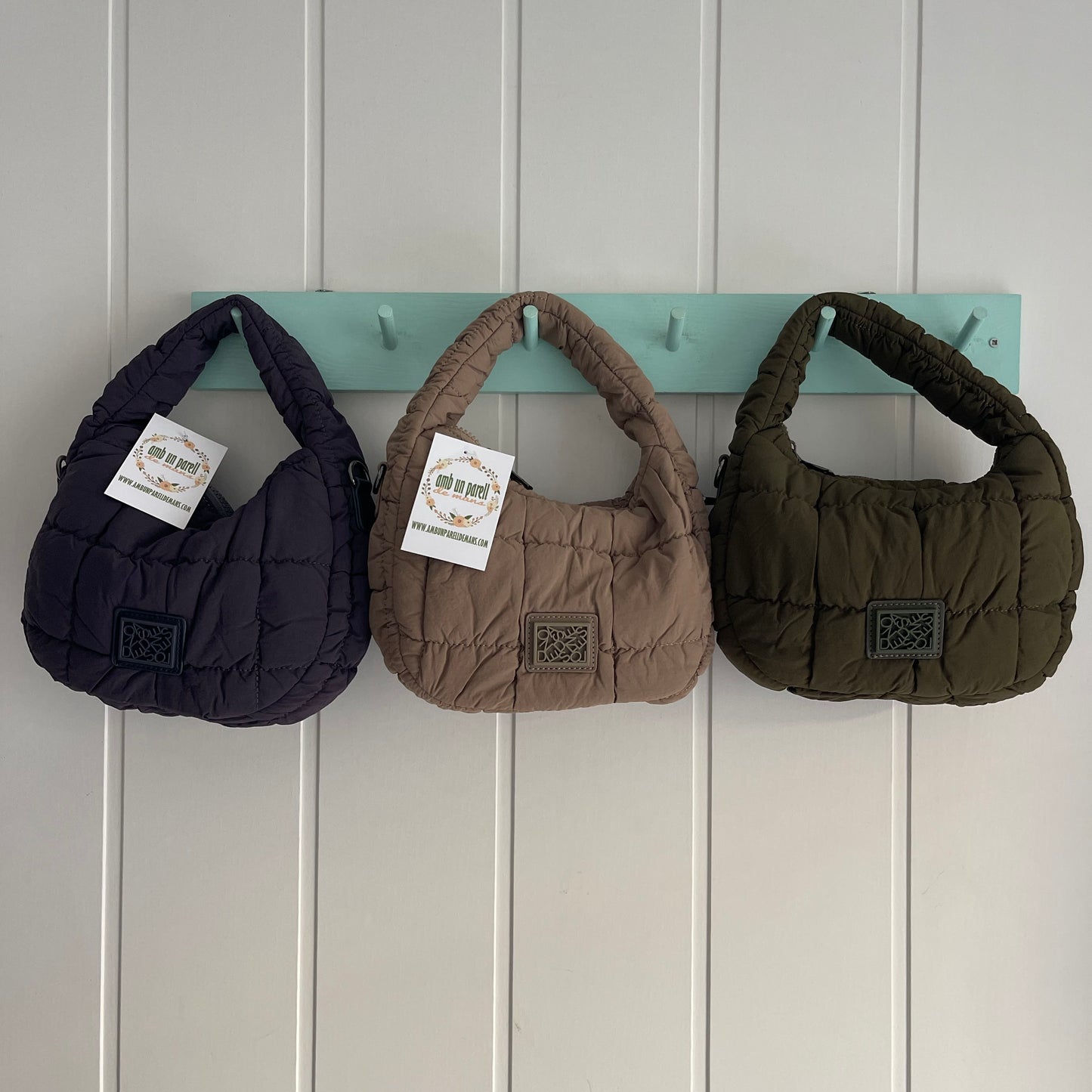 Bolso Mini Scrunch gris azulado - de mano y bandolera