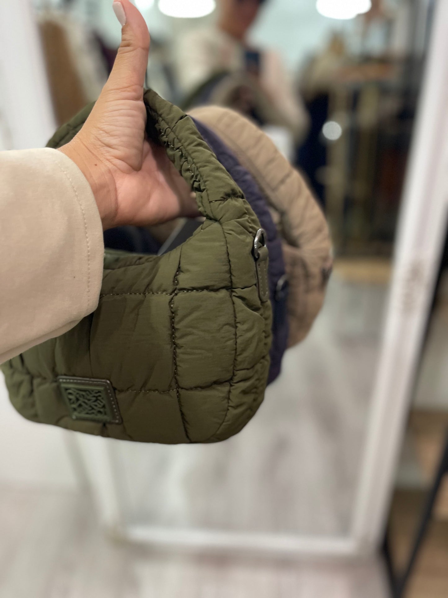 Bolso Mini Scrunch gris azulado - de mano y bandolera