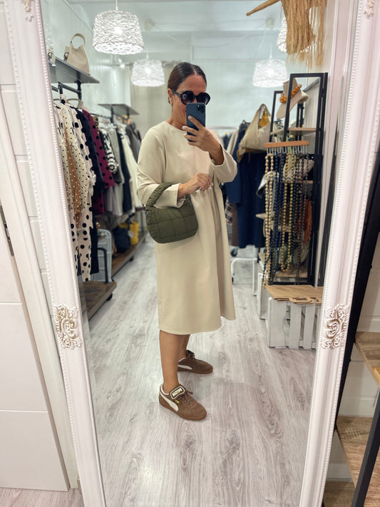 Bolso Mini Scrunch kaki - de mano y bandolera