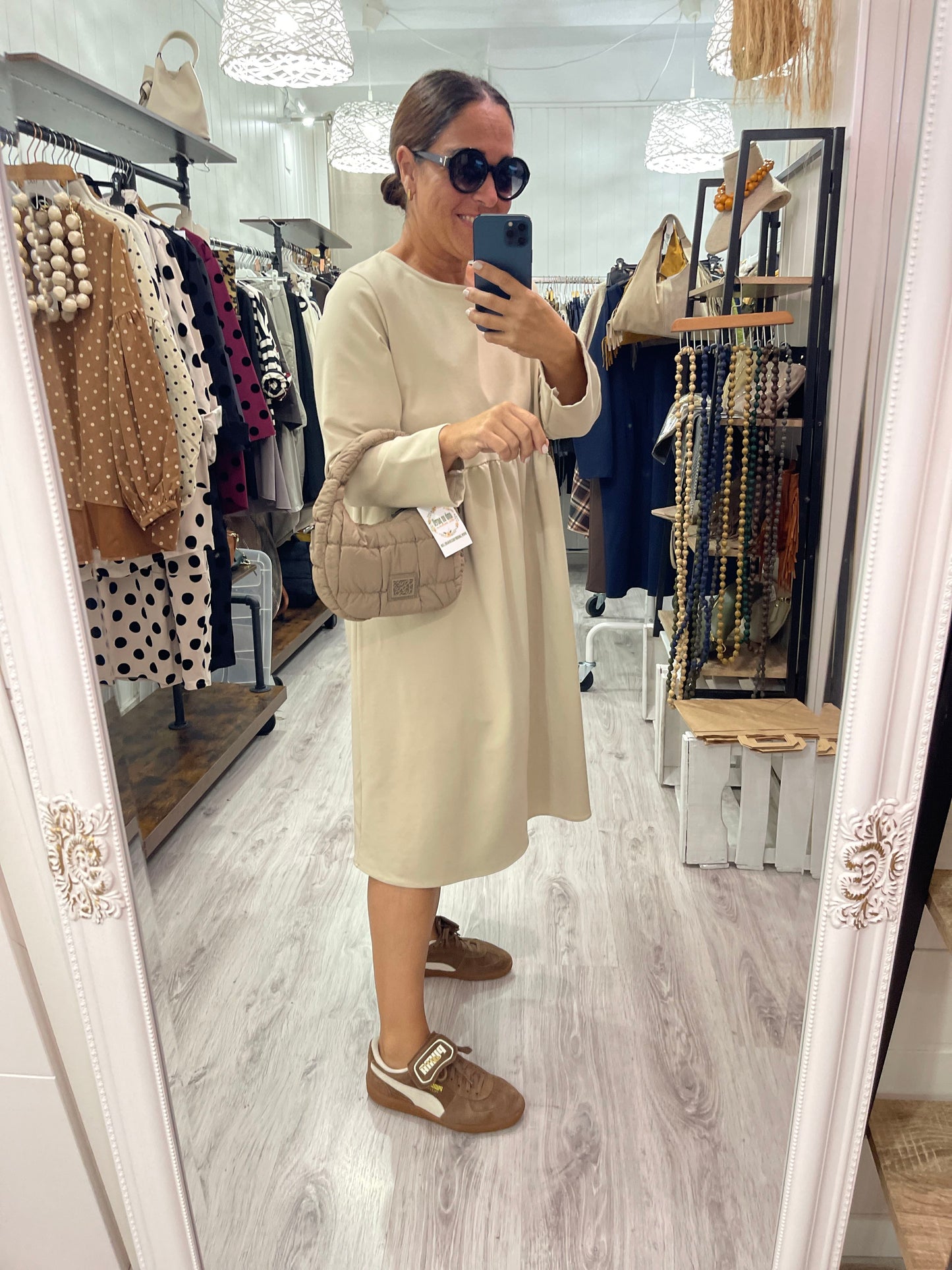 Bolso Mini Scrunch camel - de mano y bandolera