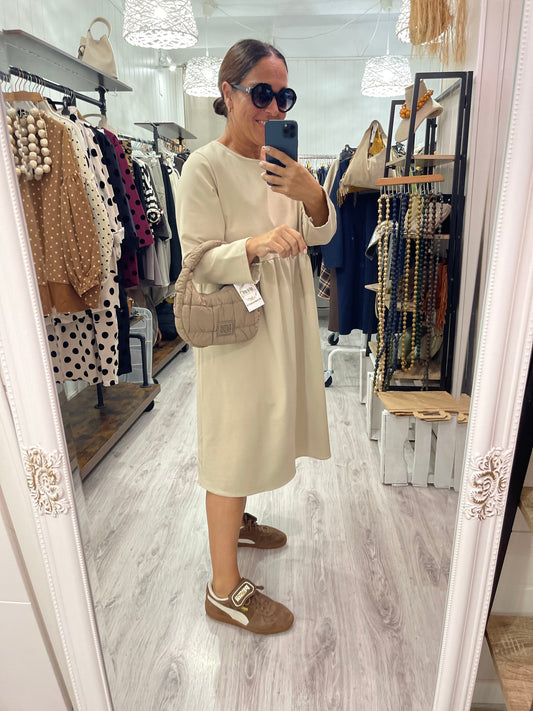 Bolso Mini Scrunch camel - de mano y bandolera