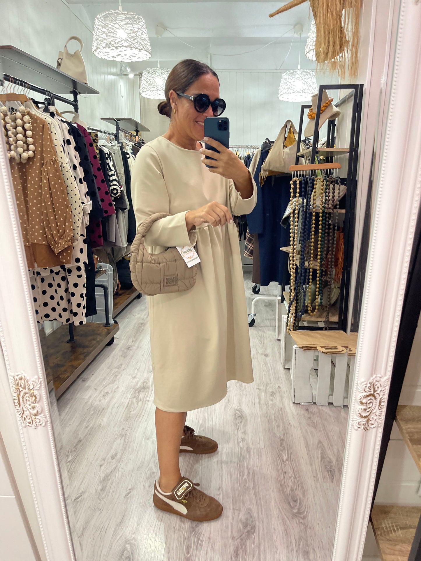 Bolso Mini Scrunch camel - de mano y bandolera