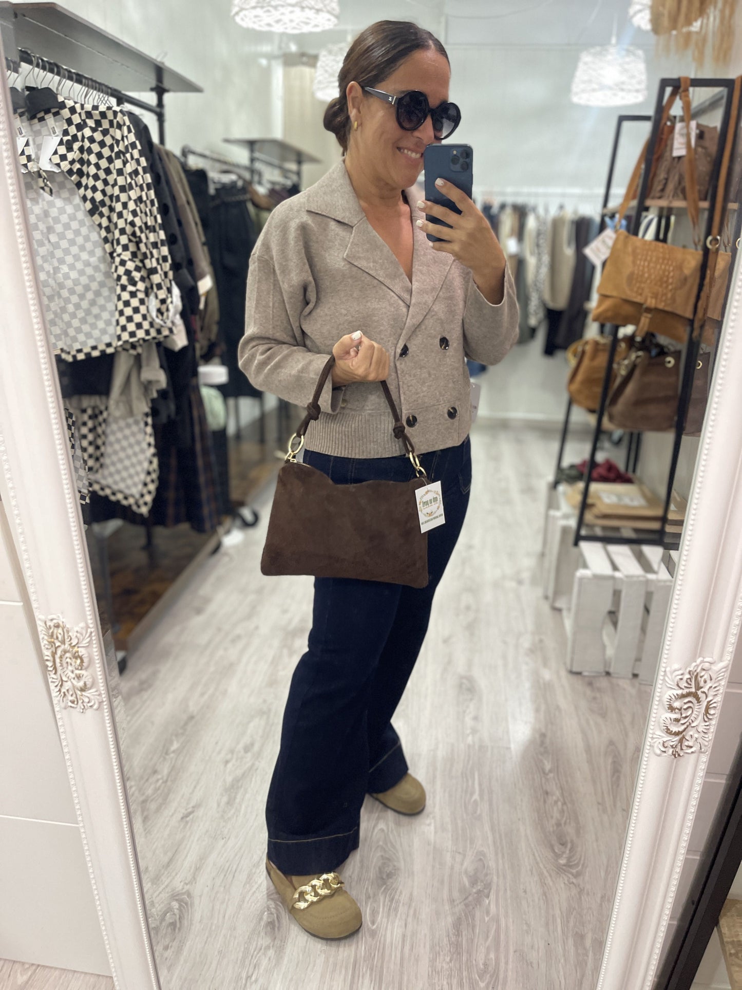 Bolso Anillas piel chocolate