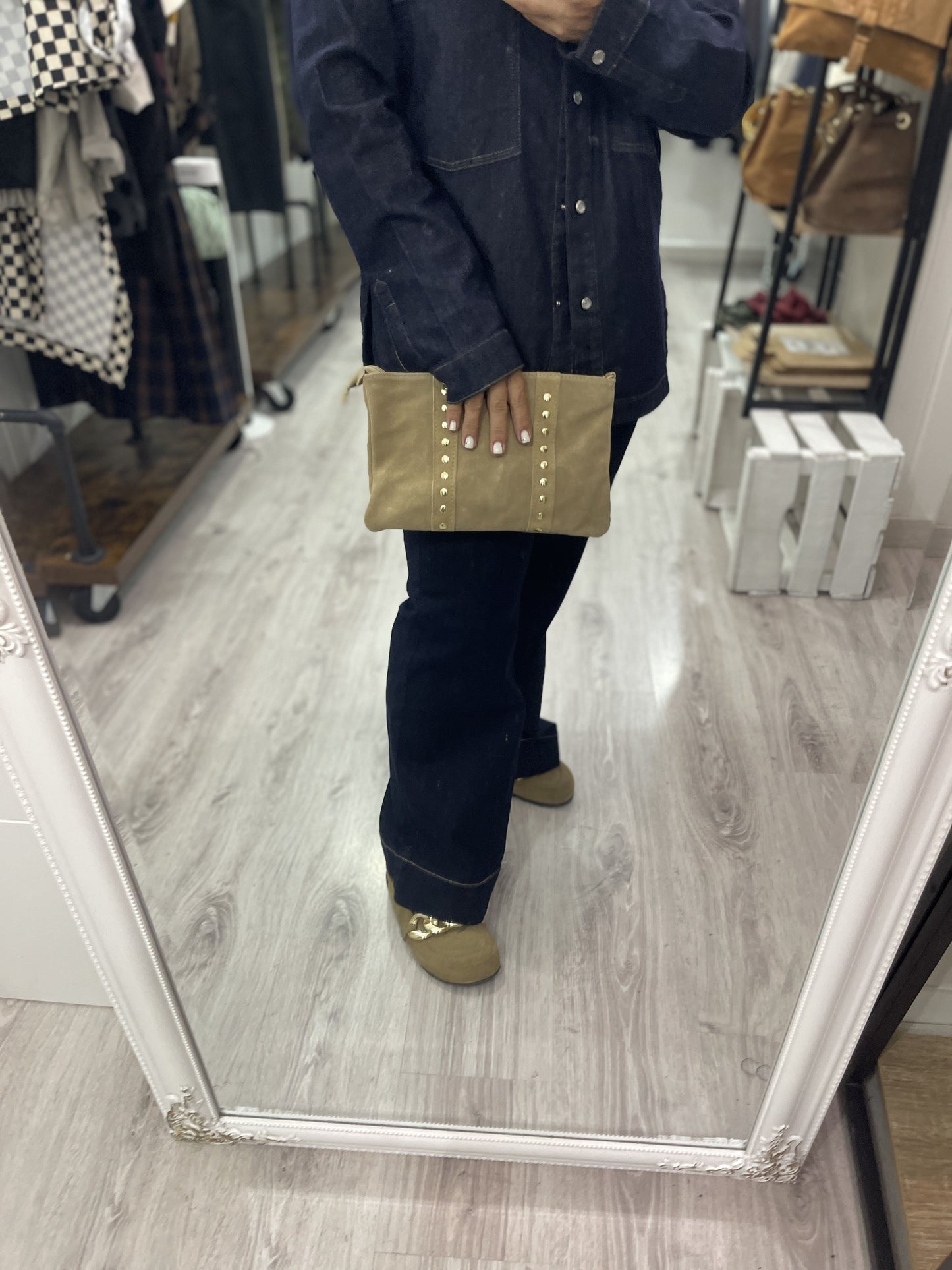 Bolso bandolera Alaska piel beige