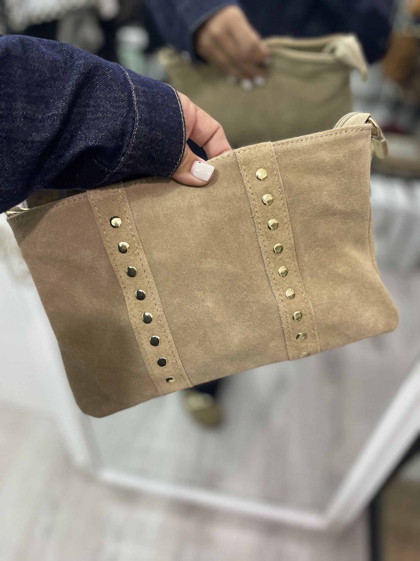 Bolso bandolera Alaska piel beige