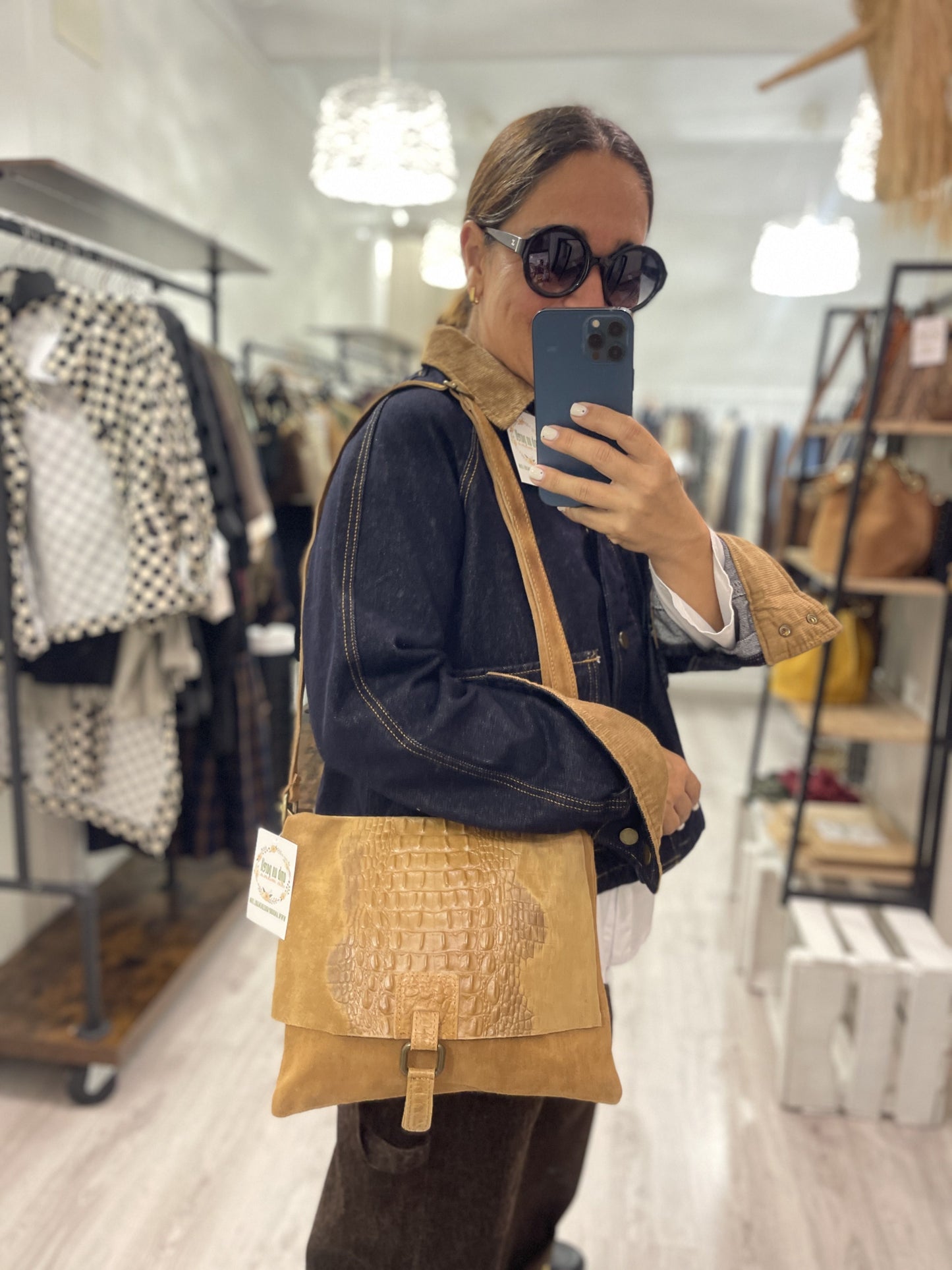 Bolso Croco piel camel