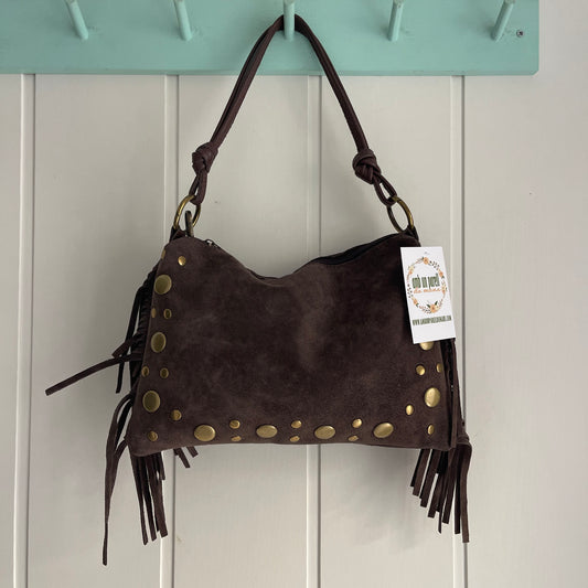 Bolso Tahoma piel chocolate - con asa bandolera